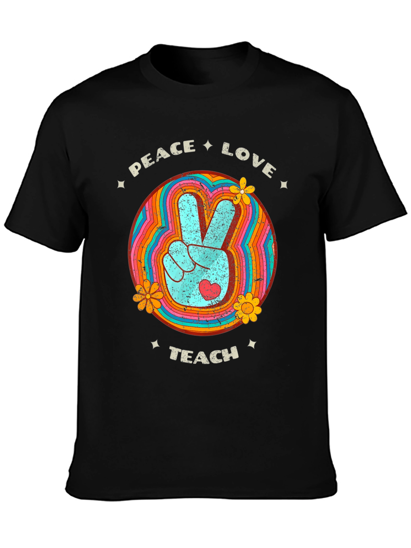 Peace Love Teach Retro T-Shirt