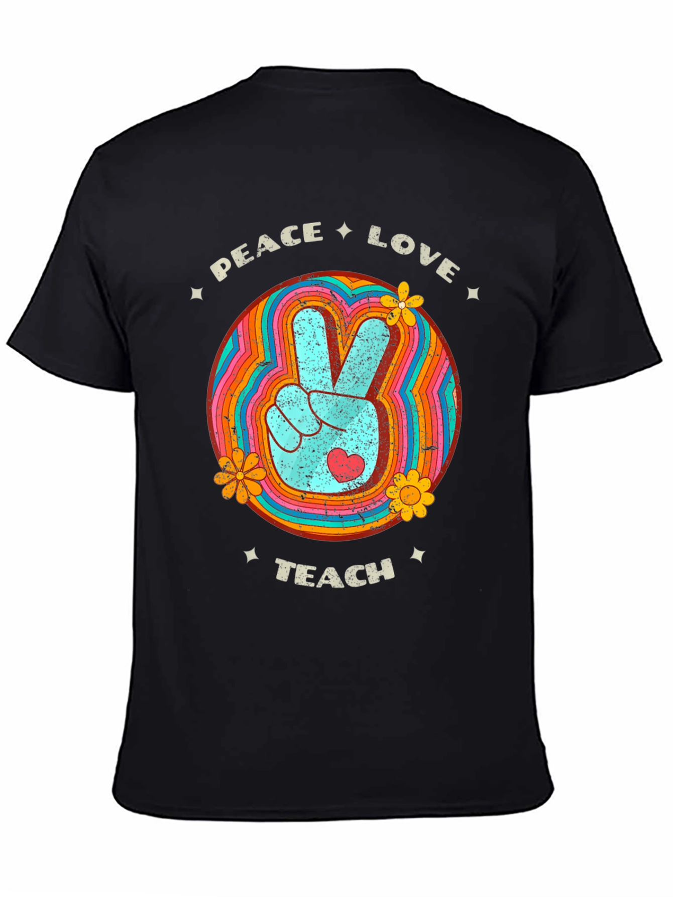 Peace Love Teach Retro T-Shirt