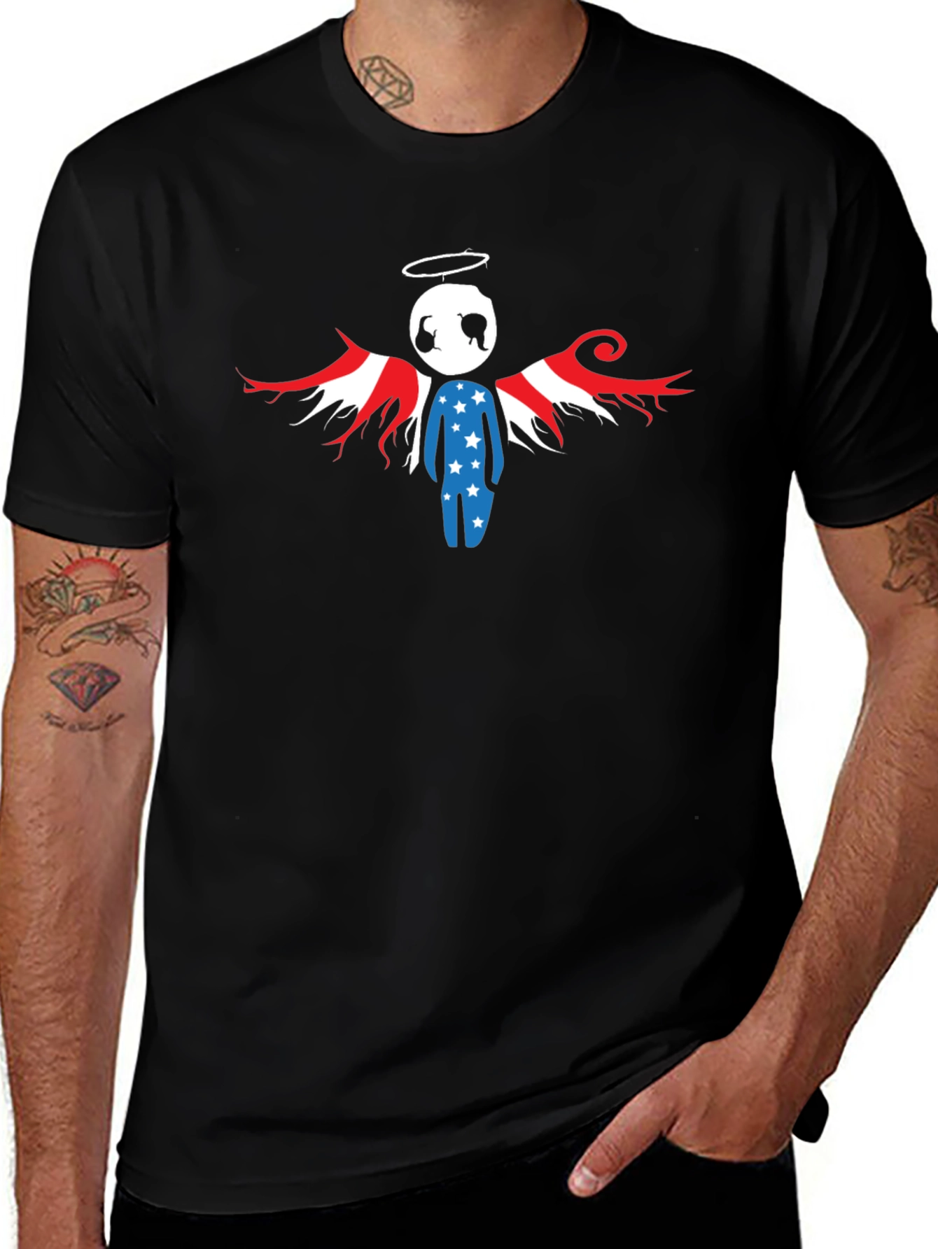 Patriotic Angel T-Shirt - USA Flag Wings
