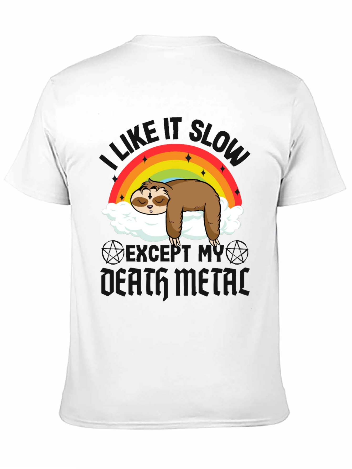 Cute Sloth Rainbow Cloud Heavy Metal T-Shirt