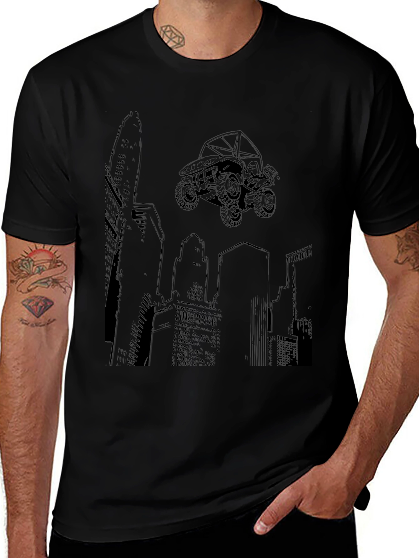 Cityscape Off-Road Vehicle Graphic T-Shirt