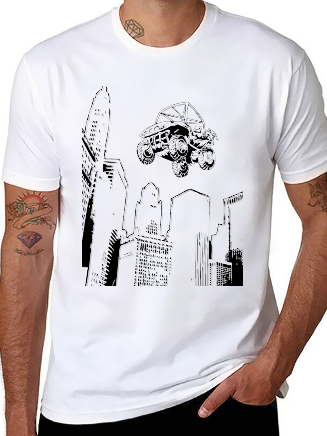 Cityscape Off-Road Vehicle Graphic T-Shirt