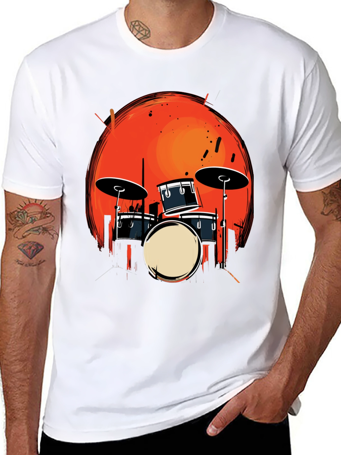 Drum Kit Graphic Tee - Musician T-Shirt