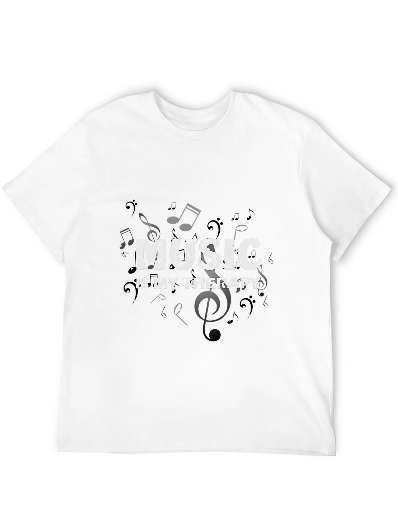 Music is My Therapy Black T-Shirt