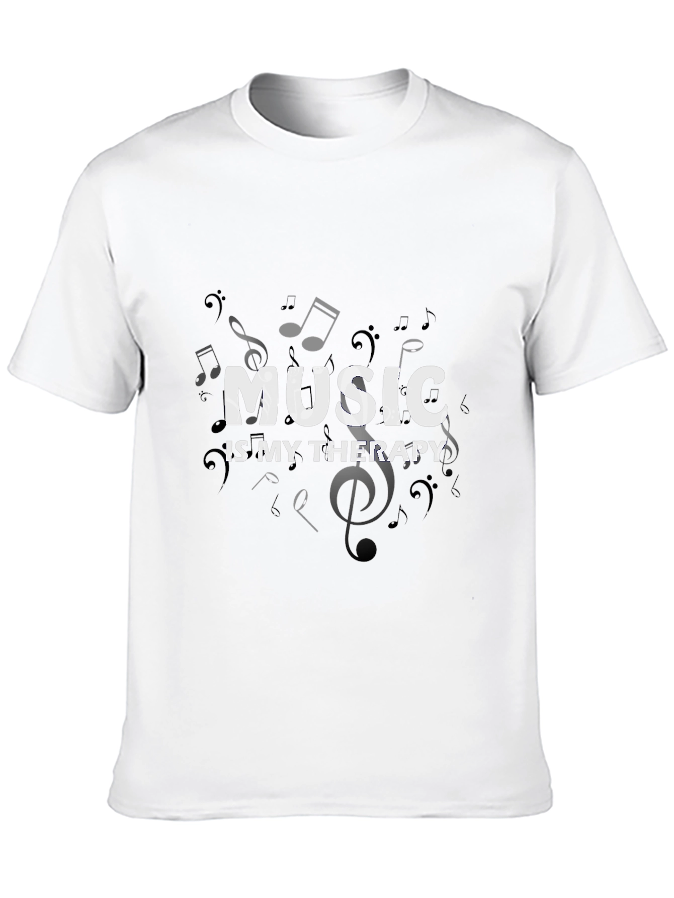 Music is My Therapy Black T-Shirt