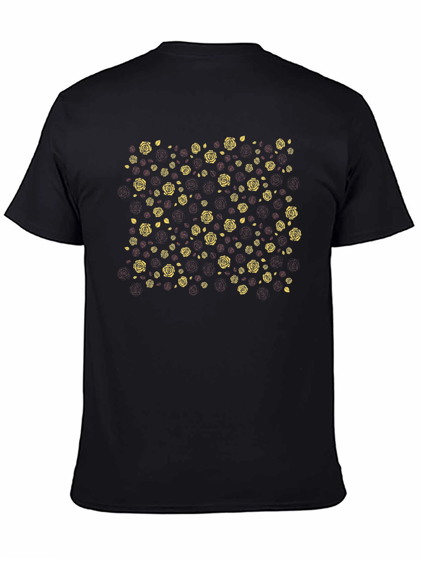 Black T-Shirt with Rose Print