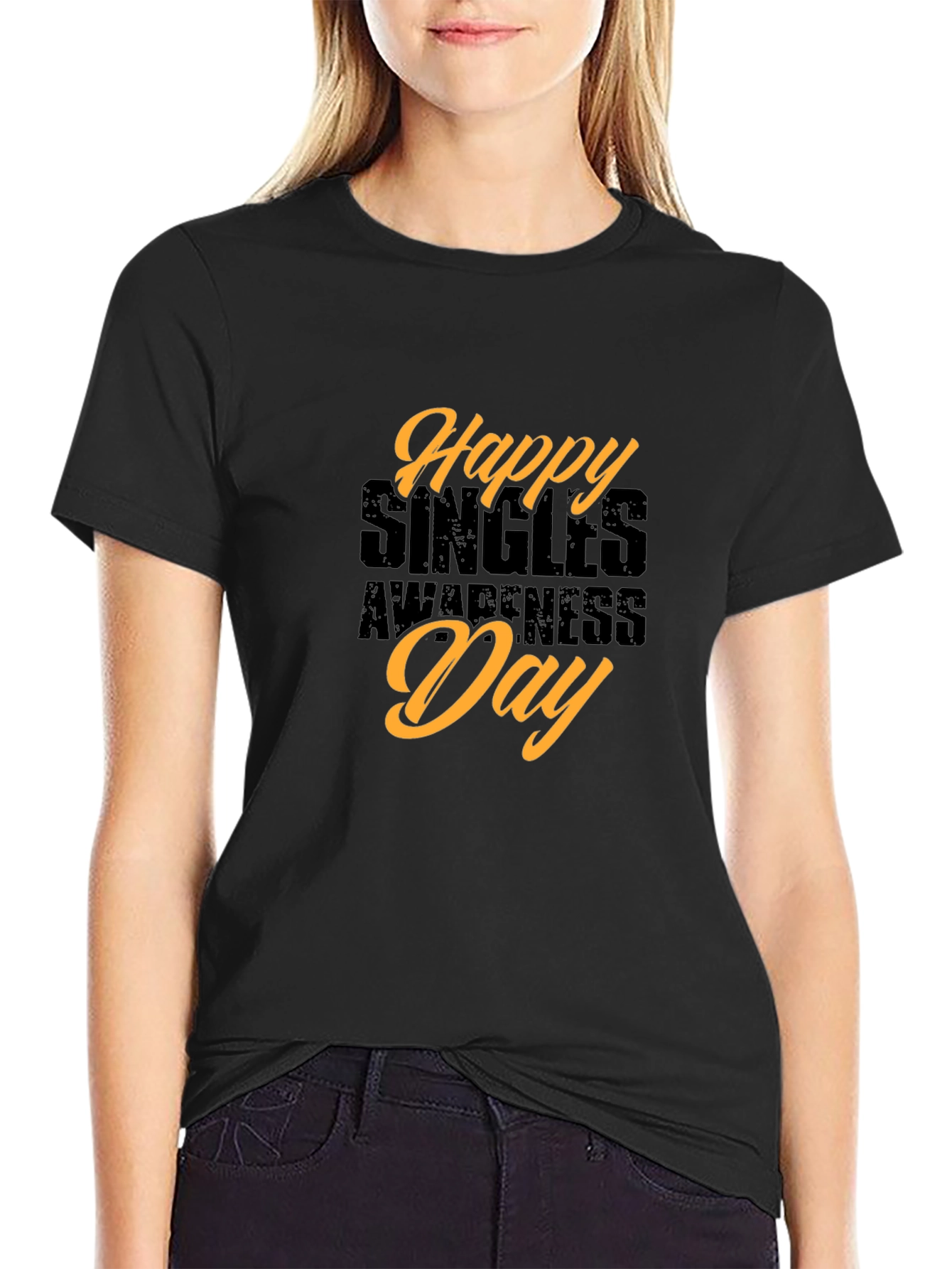 Happy Singles Awareness Day T-Shirt Black