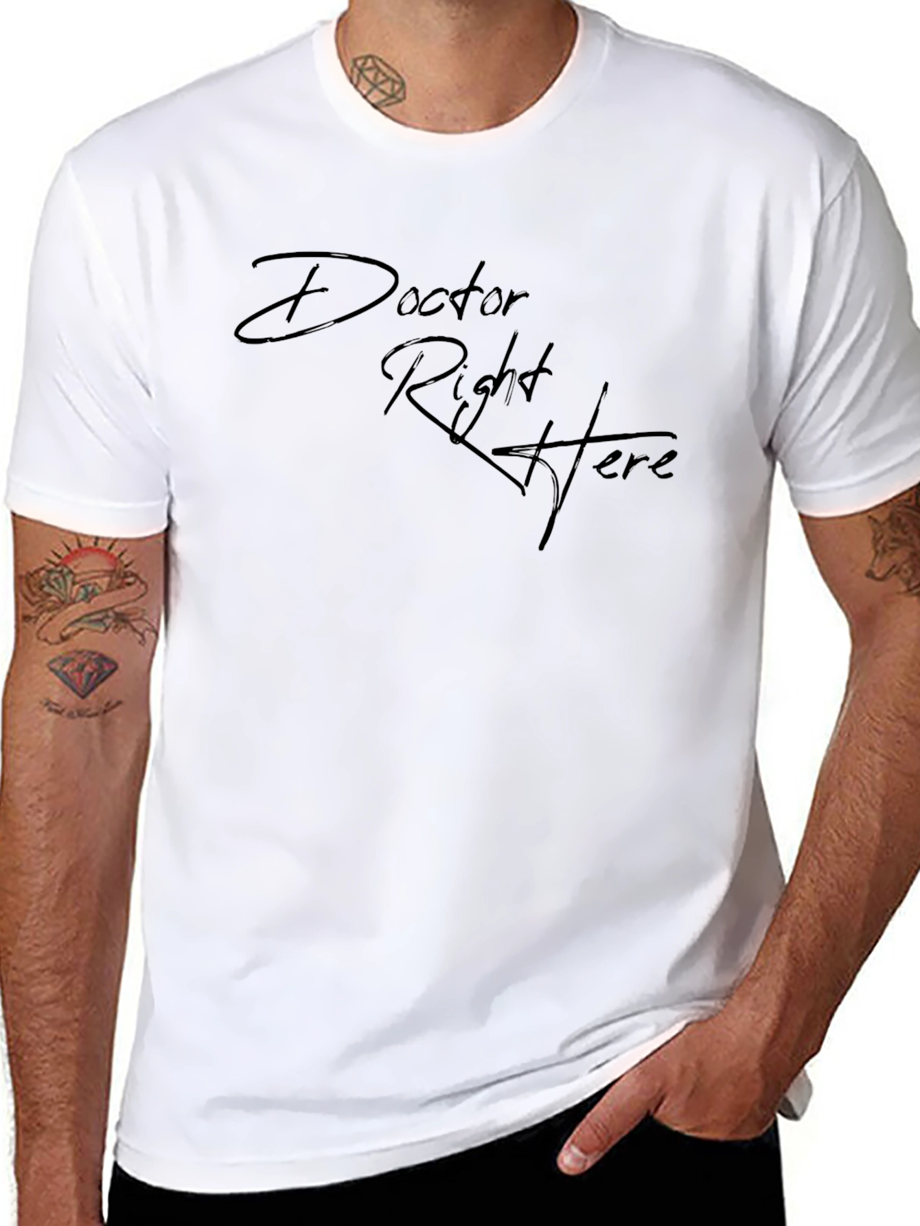 Doctor Right Here Mens Black T-Shirt