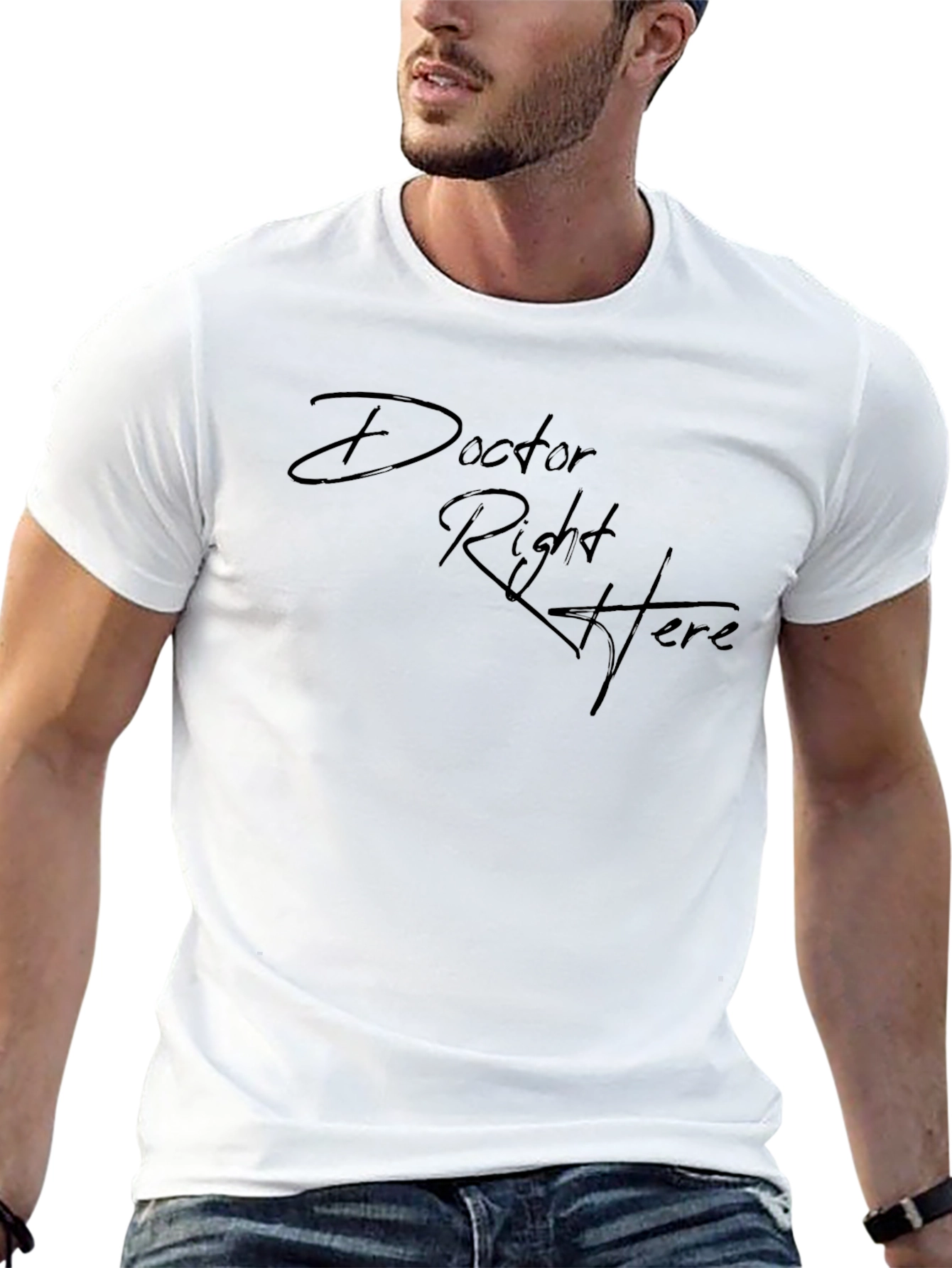 Doctor Right Here Mens Black T-Shirt