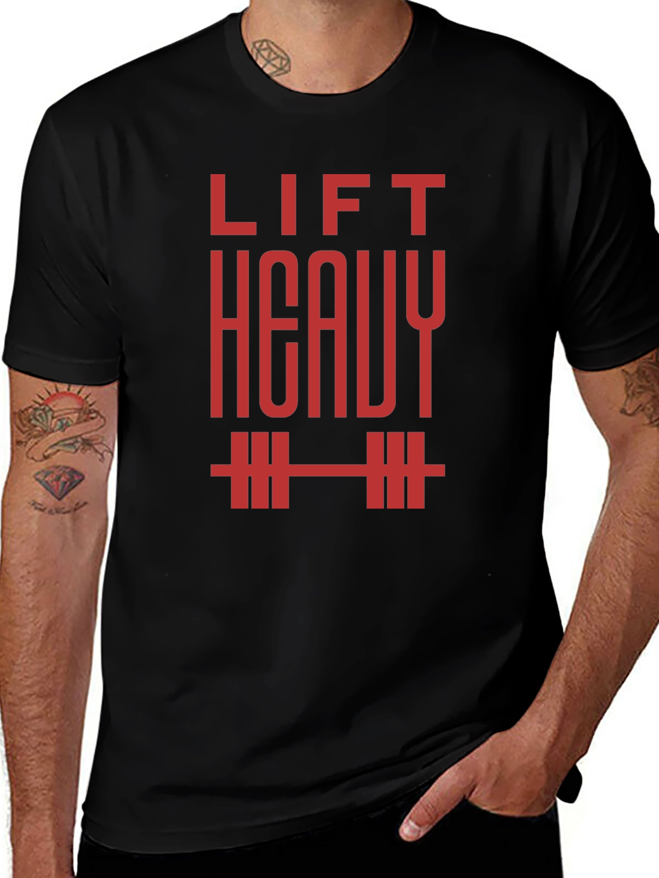Lift Heavy T-Shirt - Red Graphic on Black