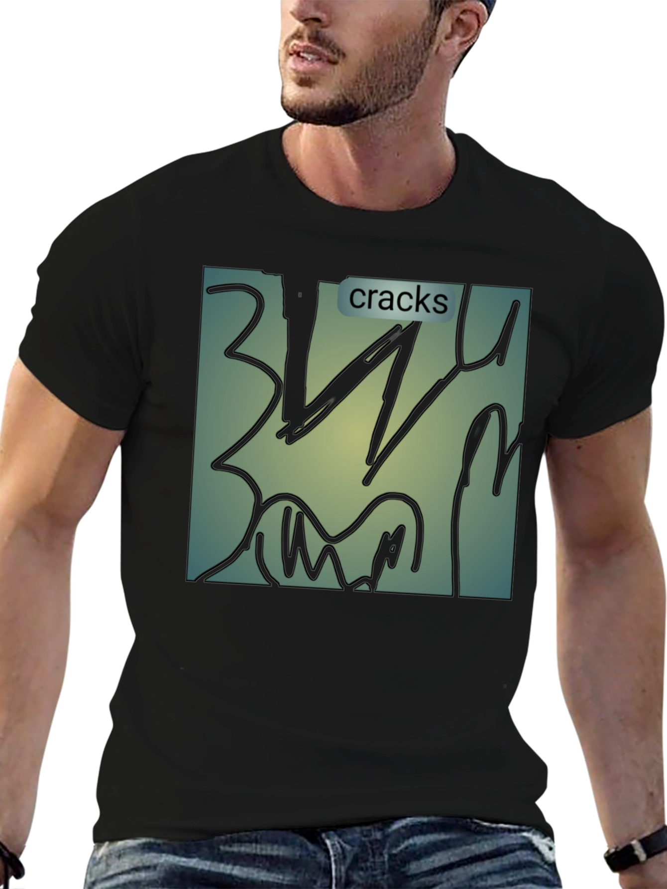 Cracks Graphic T-Shirt - Modern Abstract Art Tee