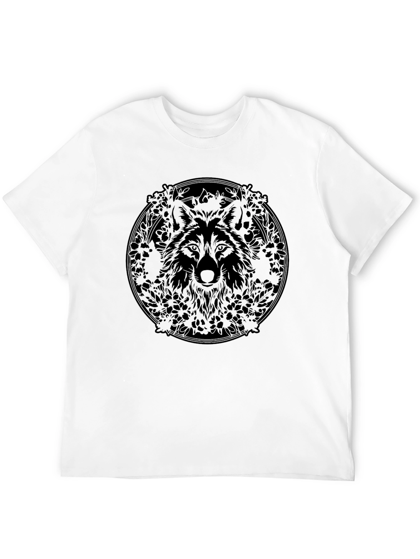 Wolf Mandala Graphic Black T-Shirt