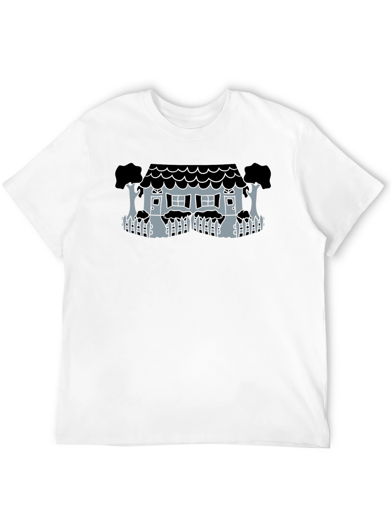 Whimsical House Graphic Tee - Black Unisex T-Shirt