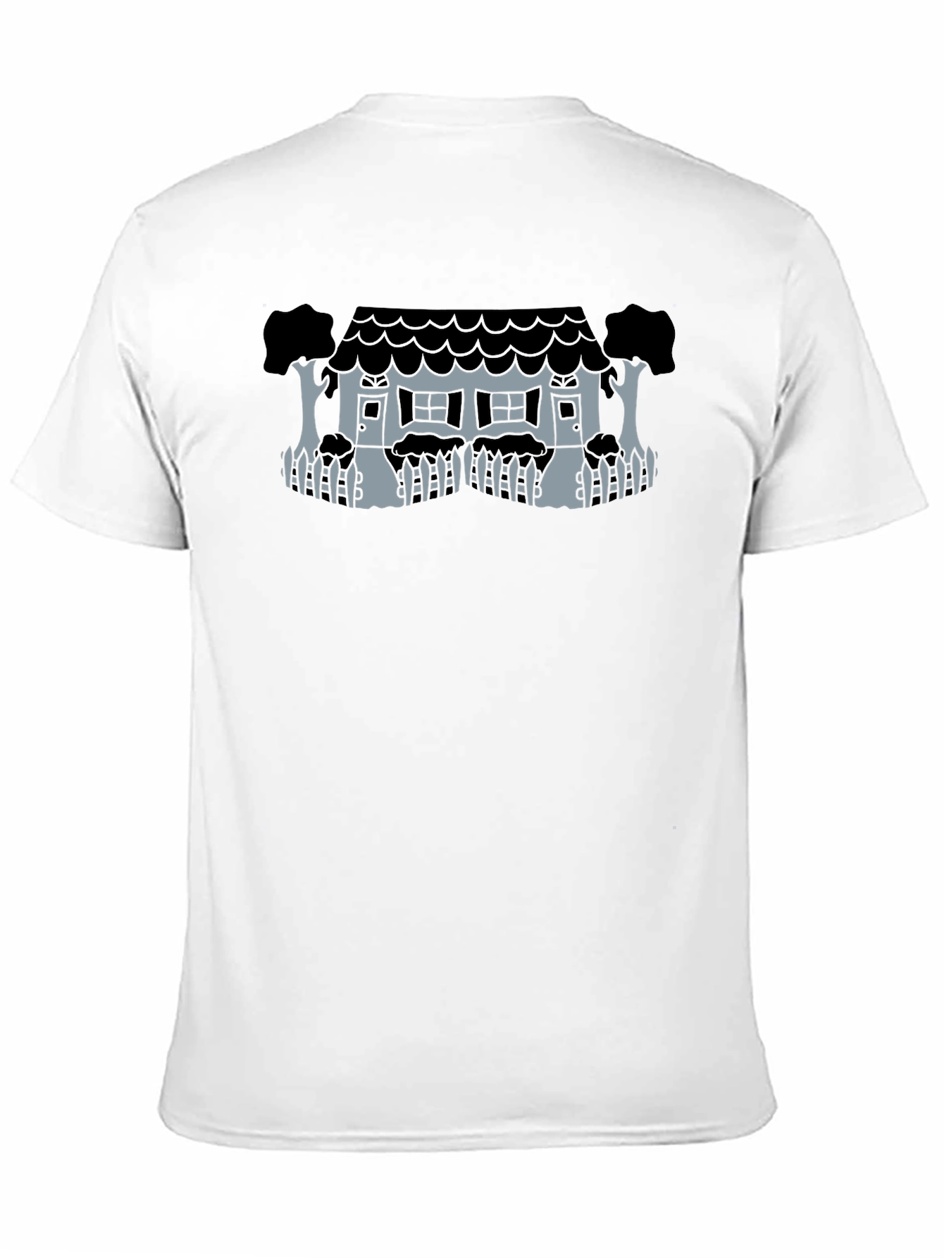 Whimsical House Graphic Tee - Black Unisex T-Shirt