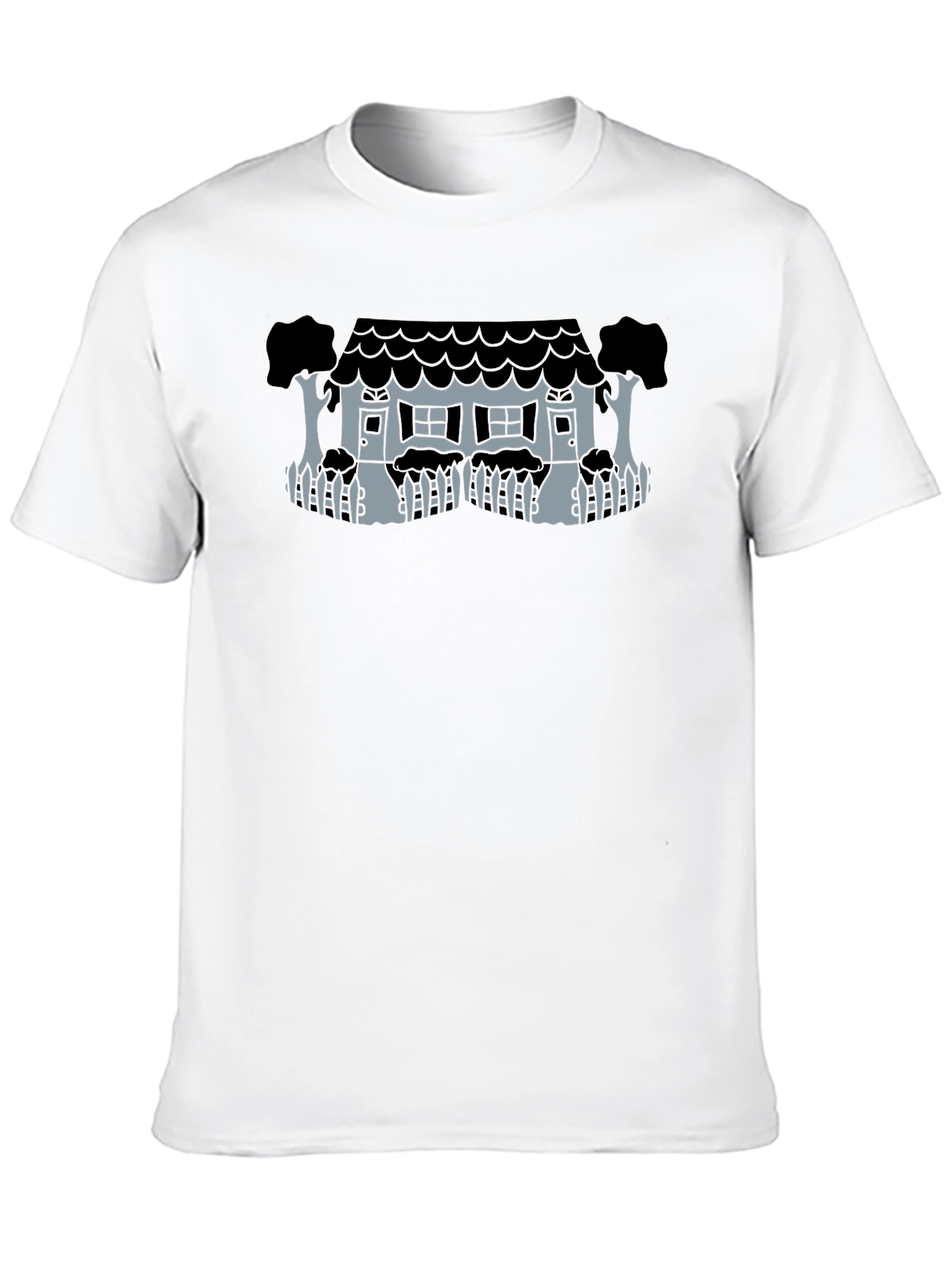 Whimsical House Graphic Tee - Black Unisex T-Shirt