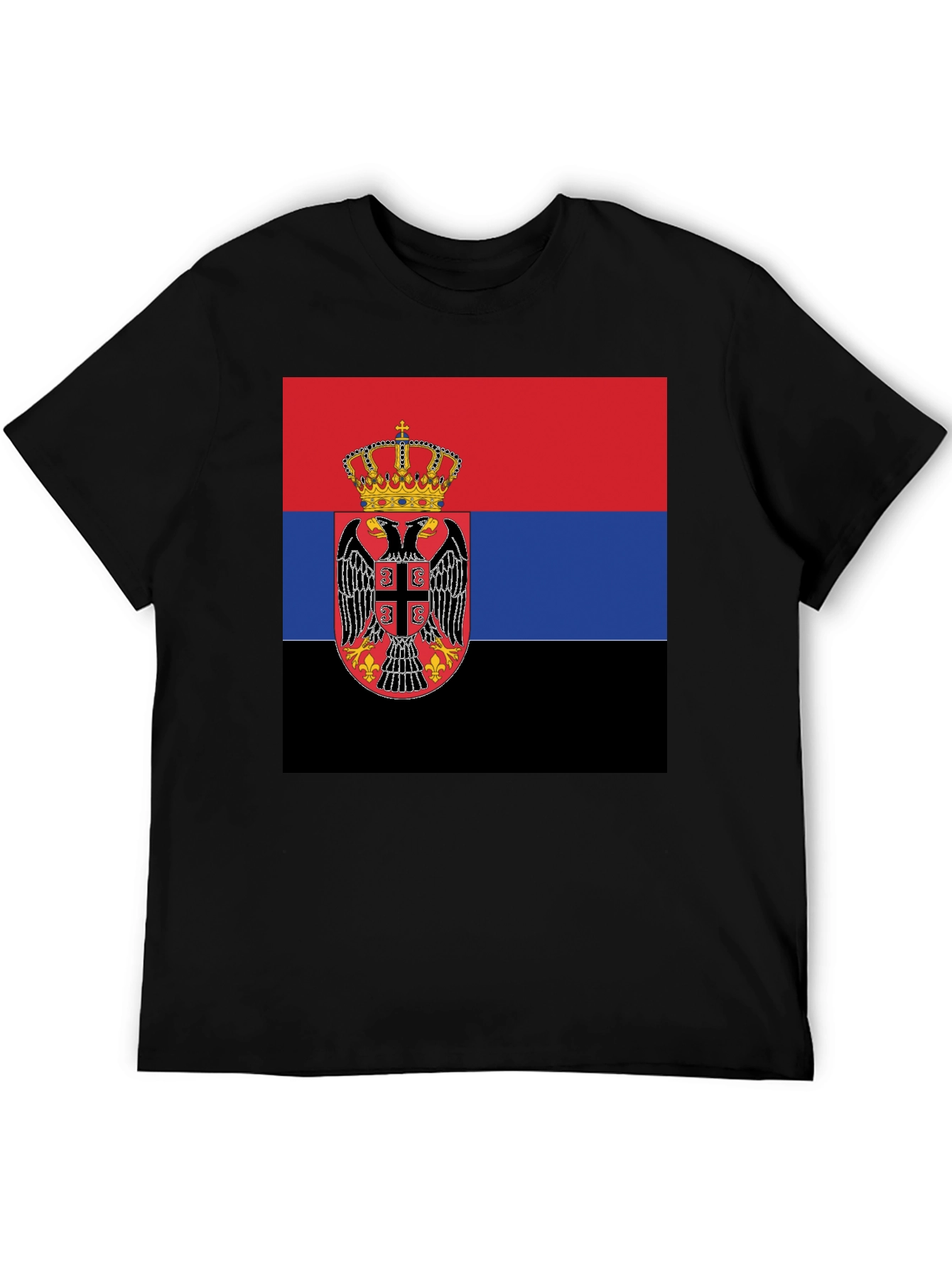 Serbian Flag T-Shirt - Black Crew Neck Tee