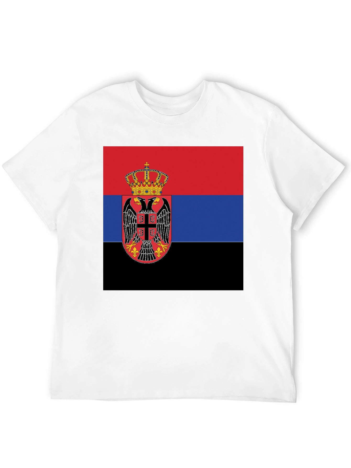 Serbian Flag T-Shirt - Black Crew Neck Tee