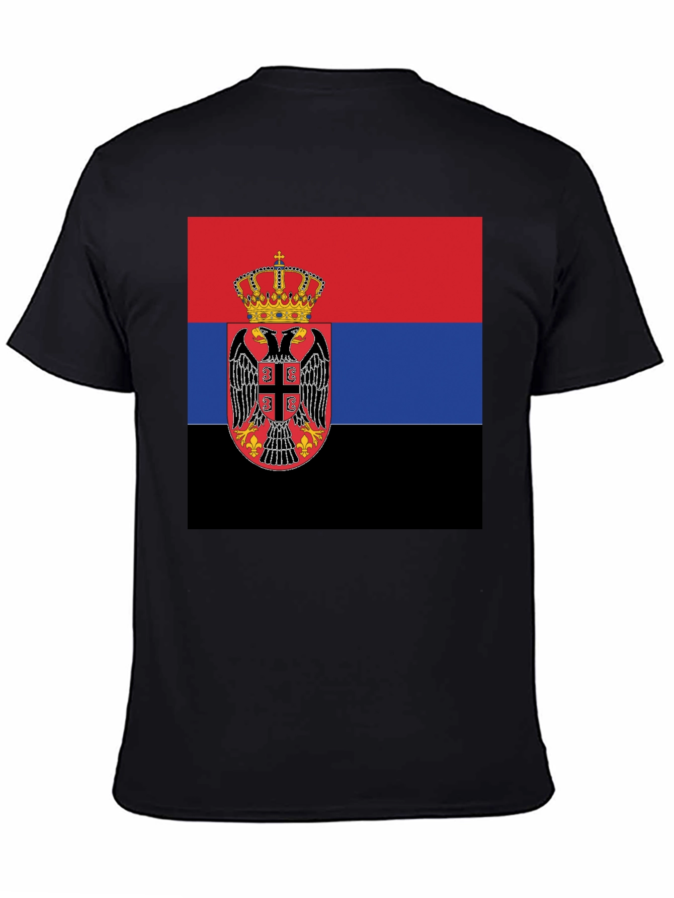 Serbian Flag T-Shirt - Black Crew Neck Tee