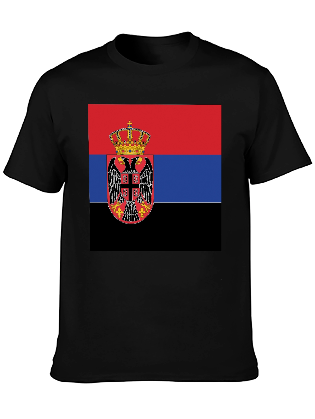 Serbian Flag T-Shirt - Black Crew Neck Tee