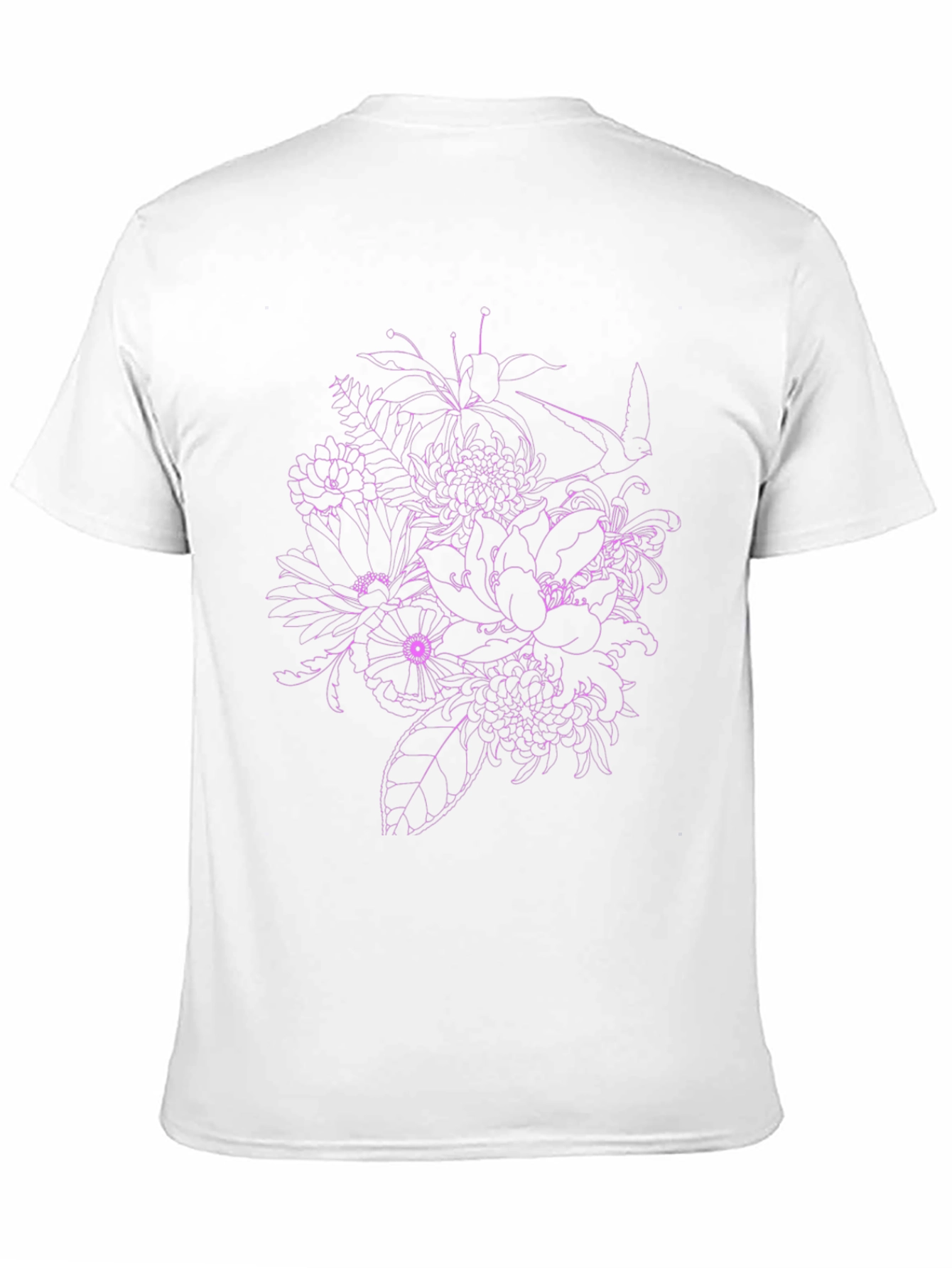 Floral Print Mens Black T-Shirt
