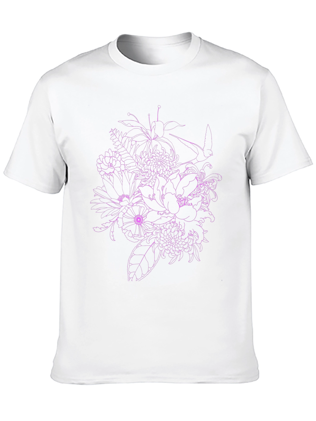 Floral Print Mens Black T-Shirt