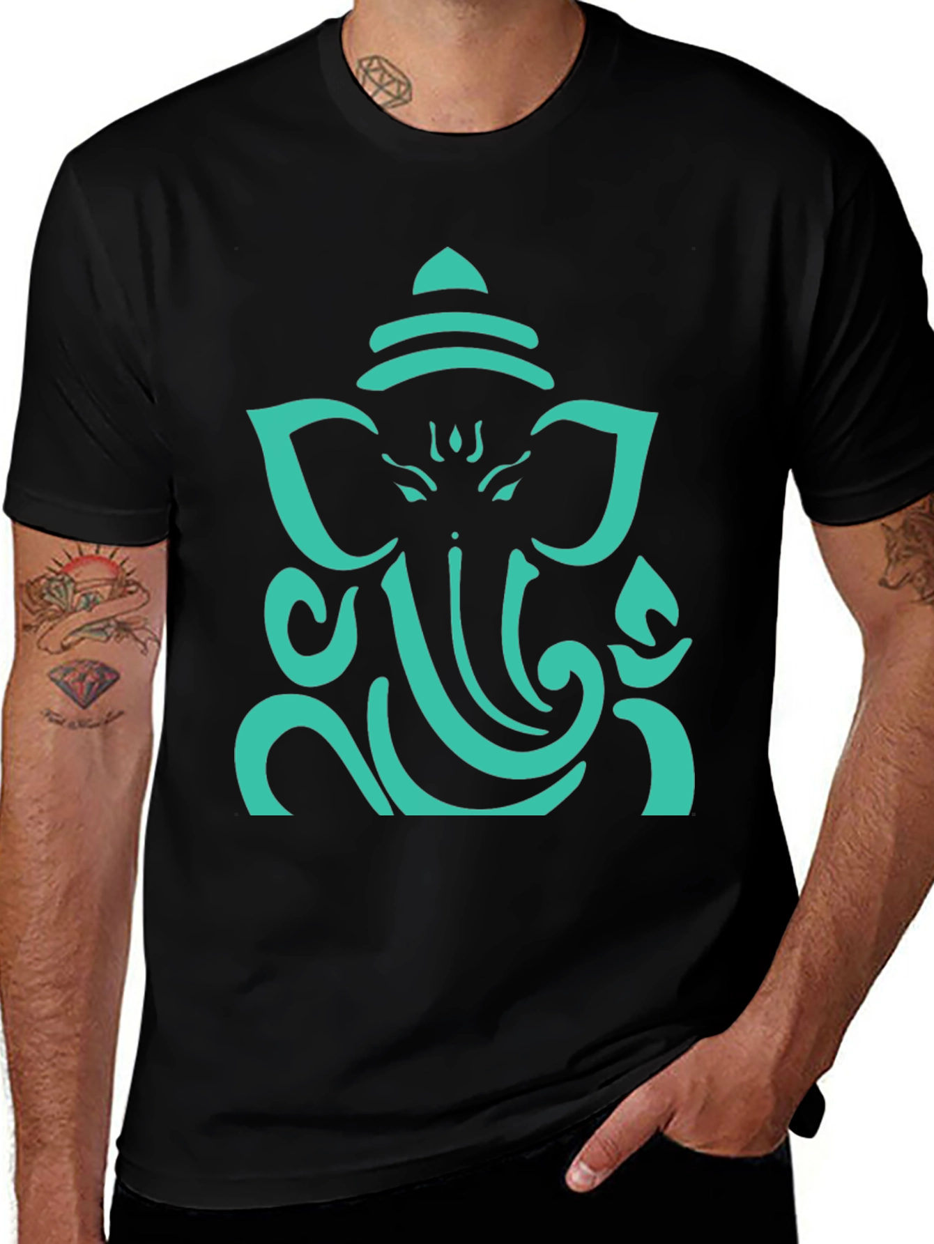 Ganesh Graphic Tee - Black Cotton Blend T-Shirt