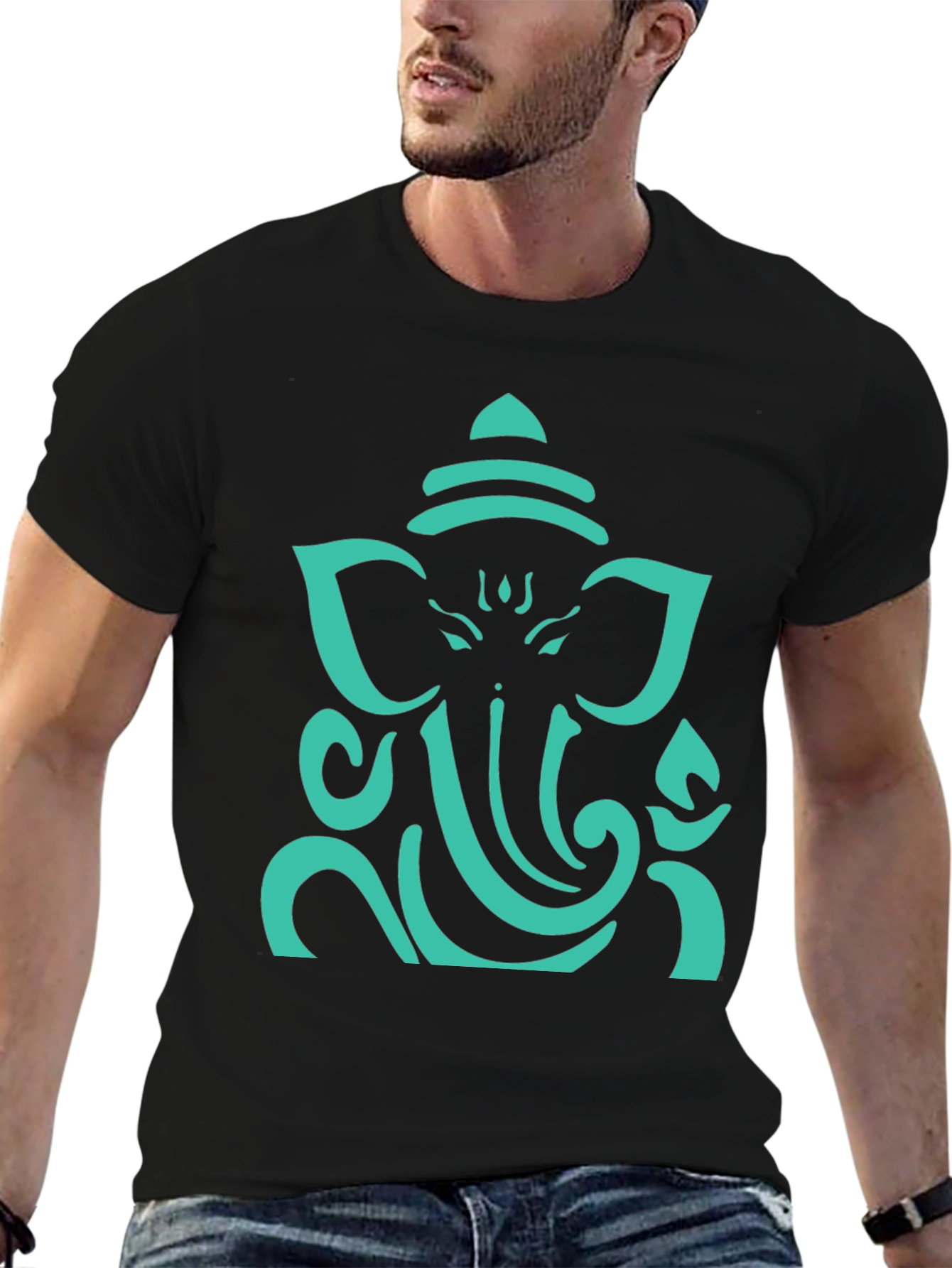 Ganesh Graphic Tee - Black Cotton Blend T-Shirt