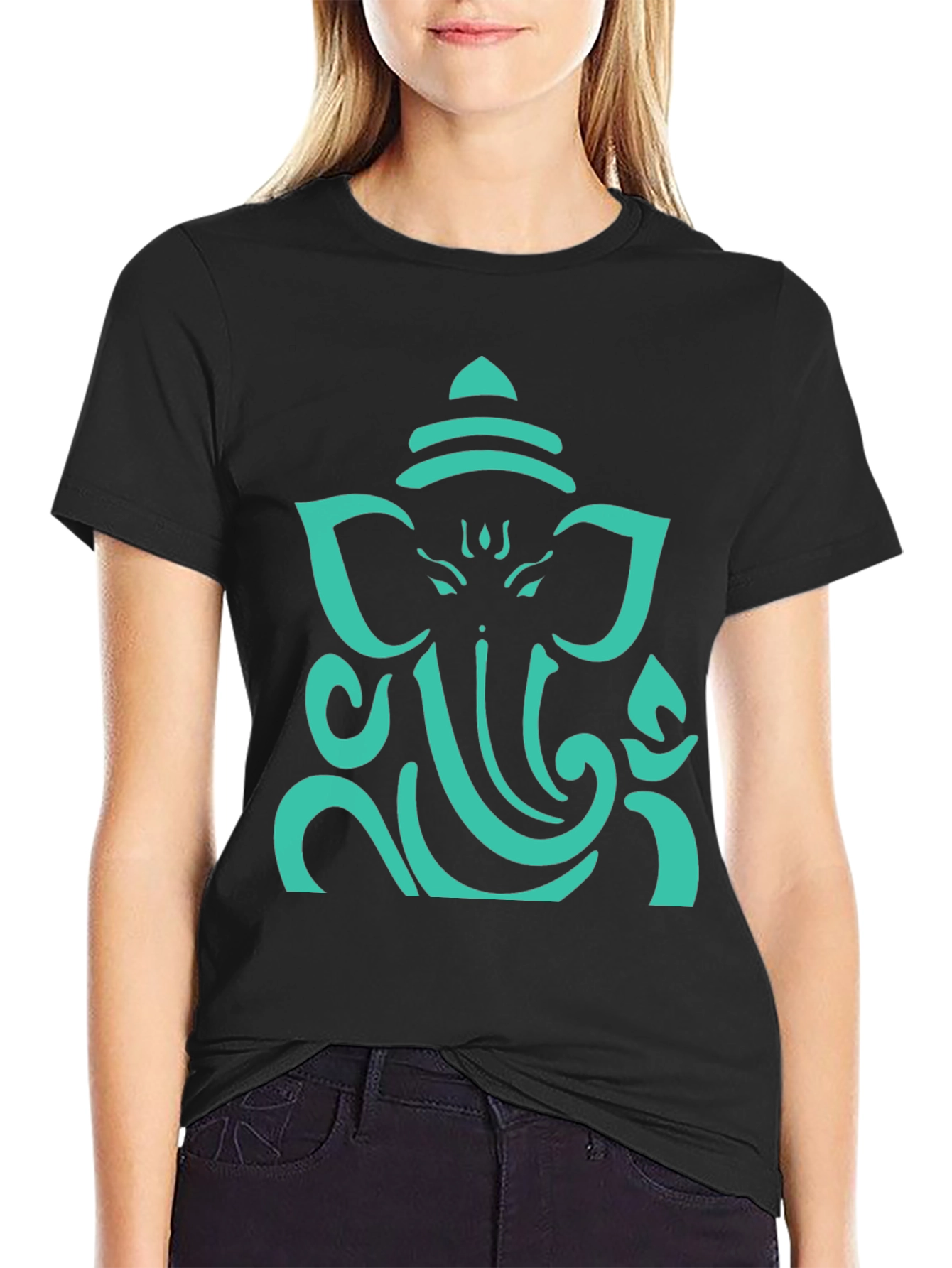 Ganesh Graphic Tee - Black Cotton Blend T-Shirt
