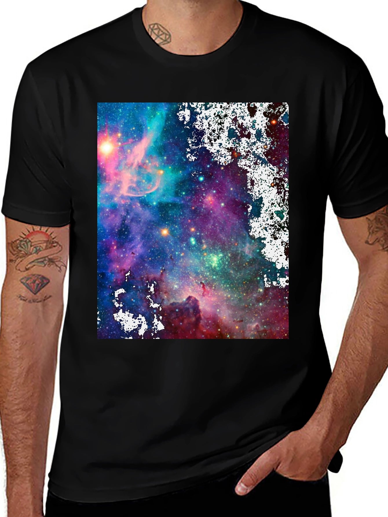 Galaxy Print Black T-Shirt