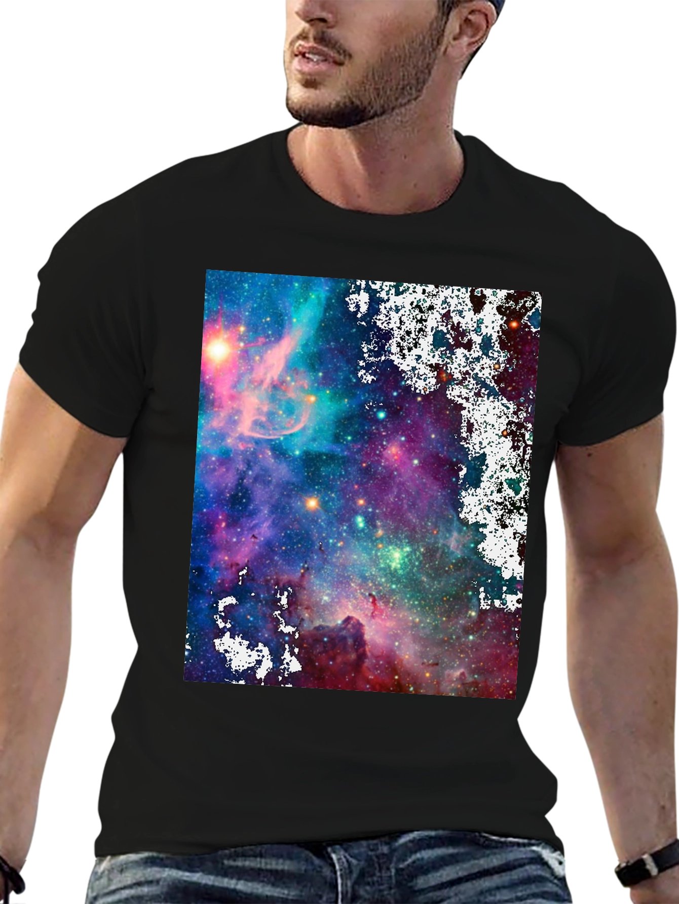 Galaxy Print Black T-Shirt