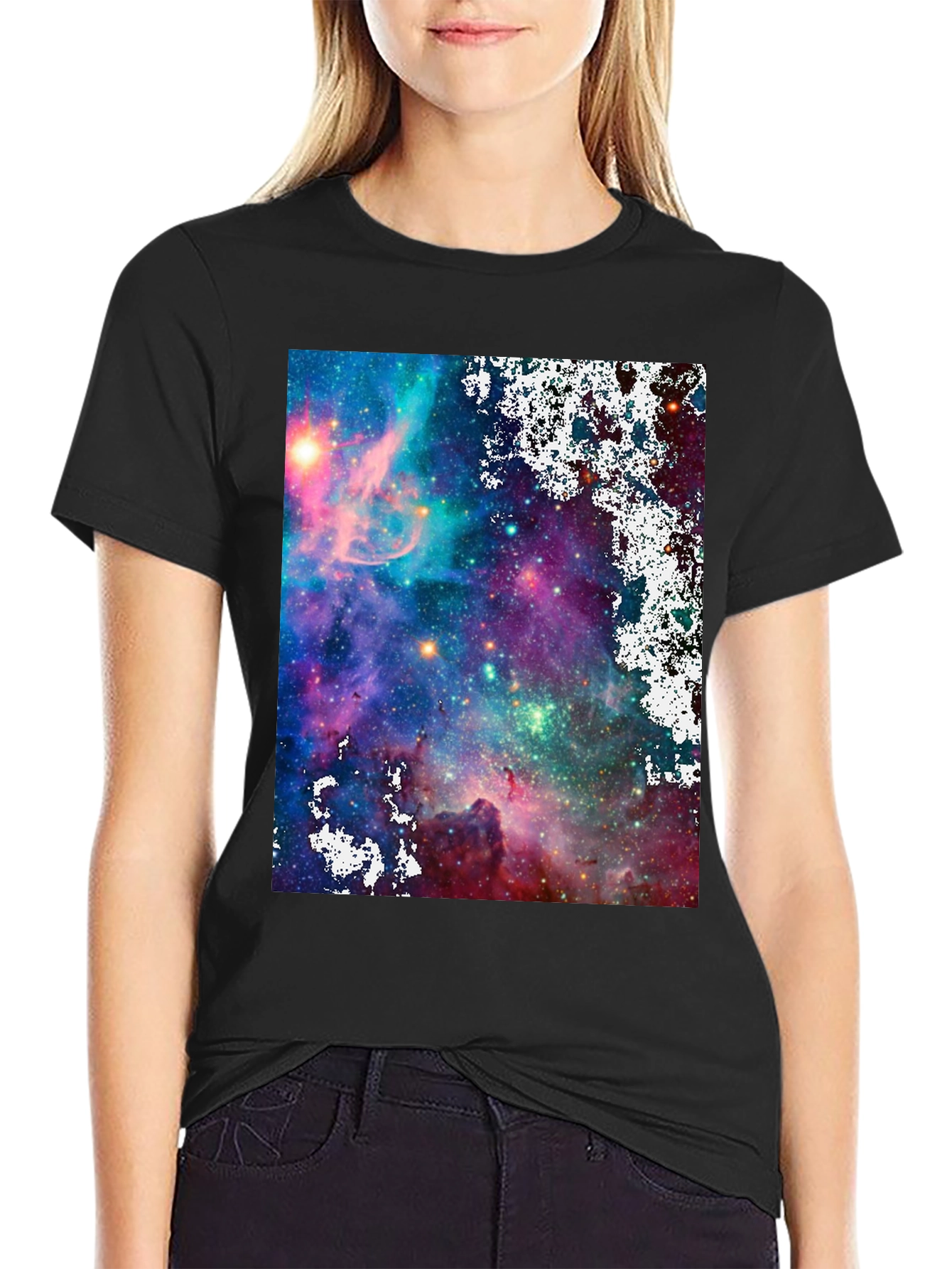 Galaxy Print Black T-Shirt