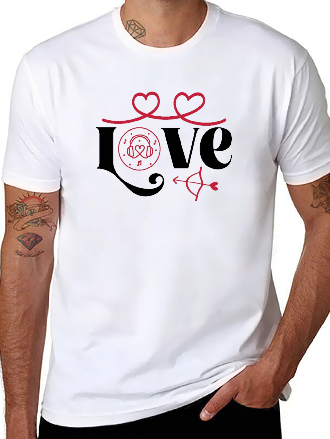 Love Valentines Day Graphic Tee - Black