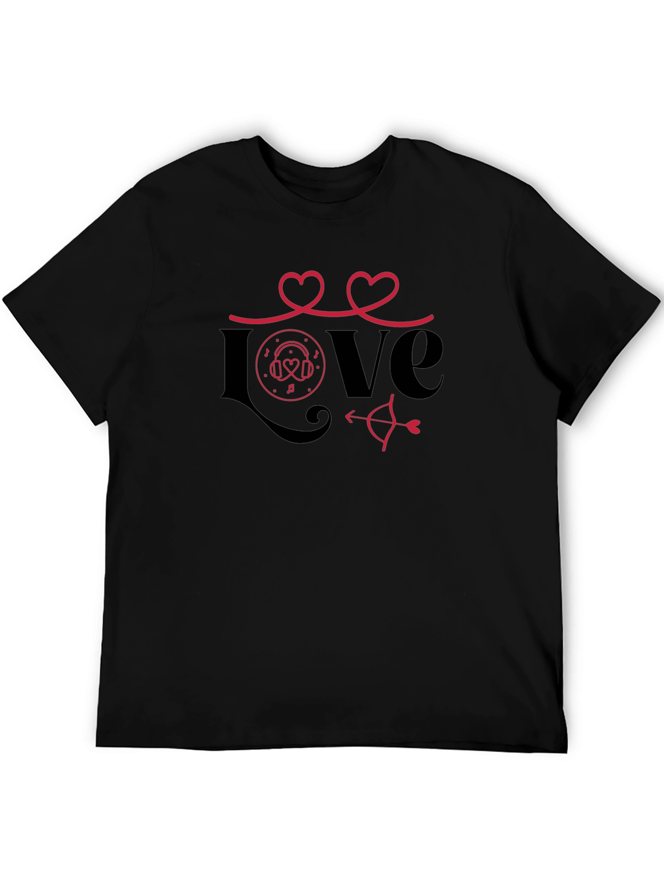 Love Valentines Day Graphic Tee - Black
