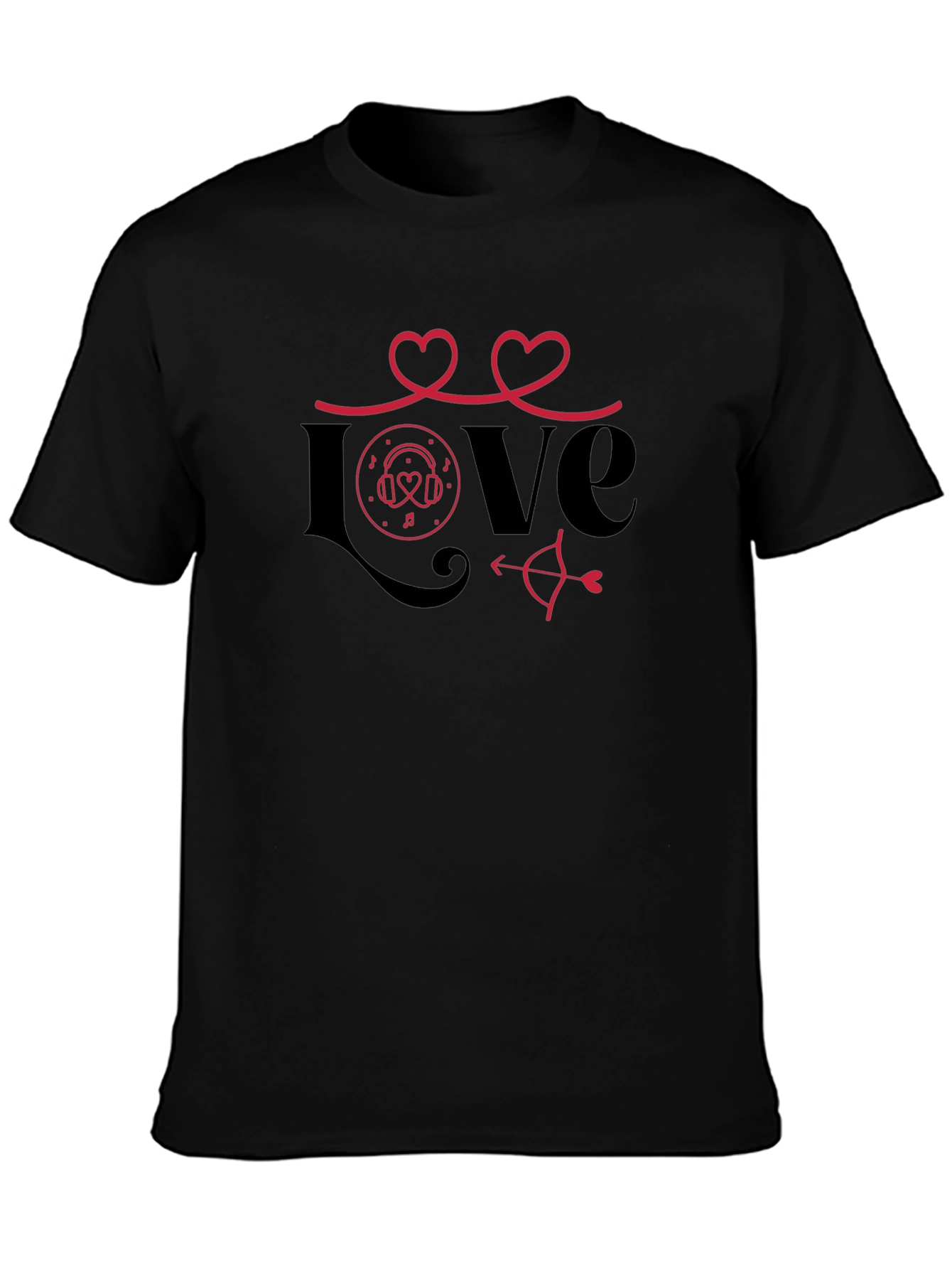 Love Valentines Day Graphic Tee - Black
