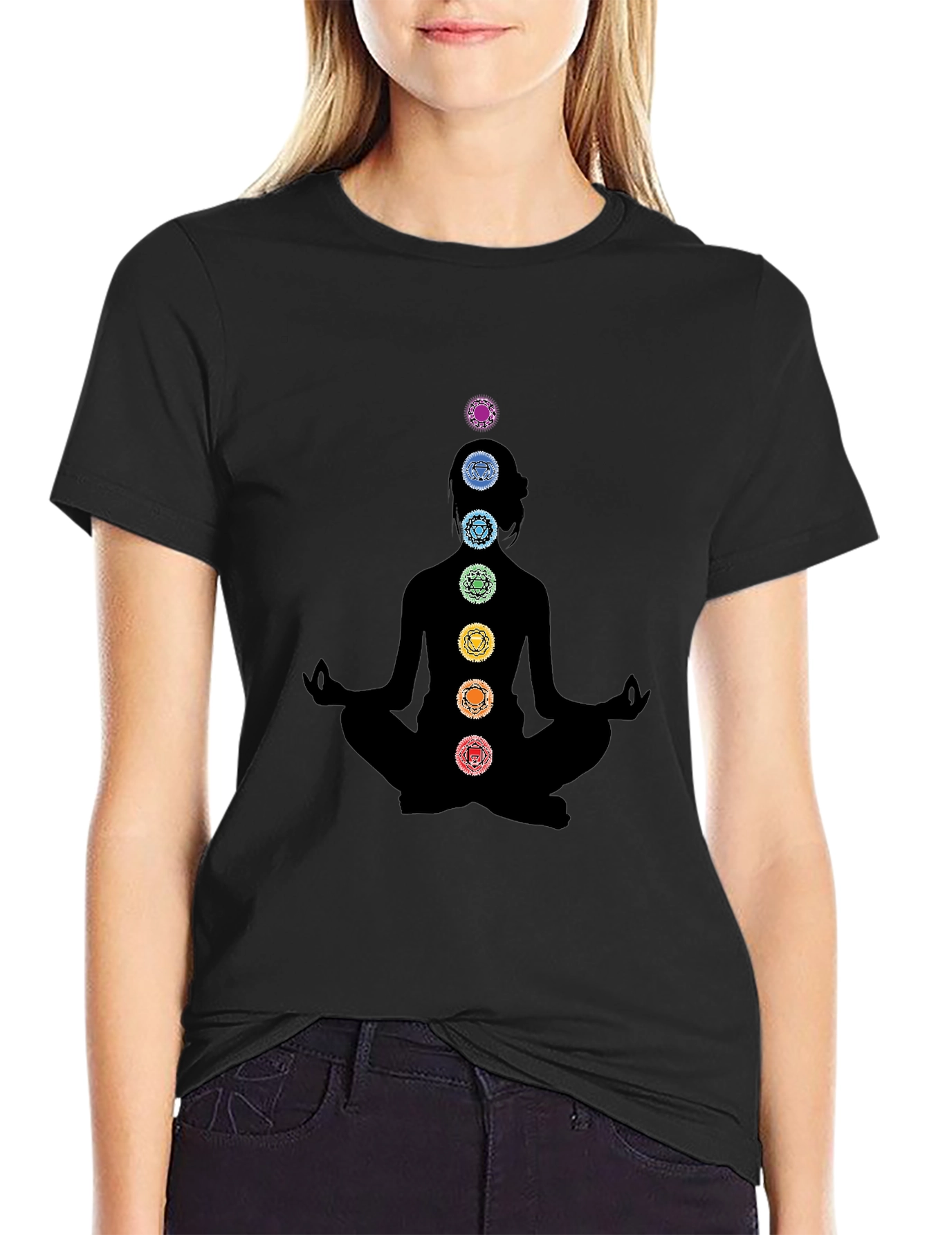Chakra Meditation Black T-Shirt