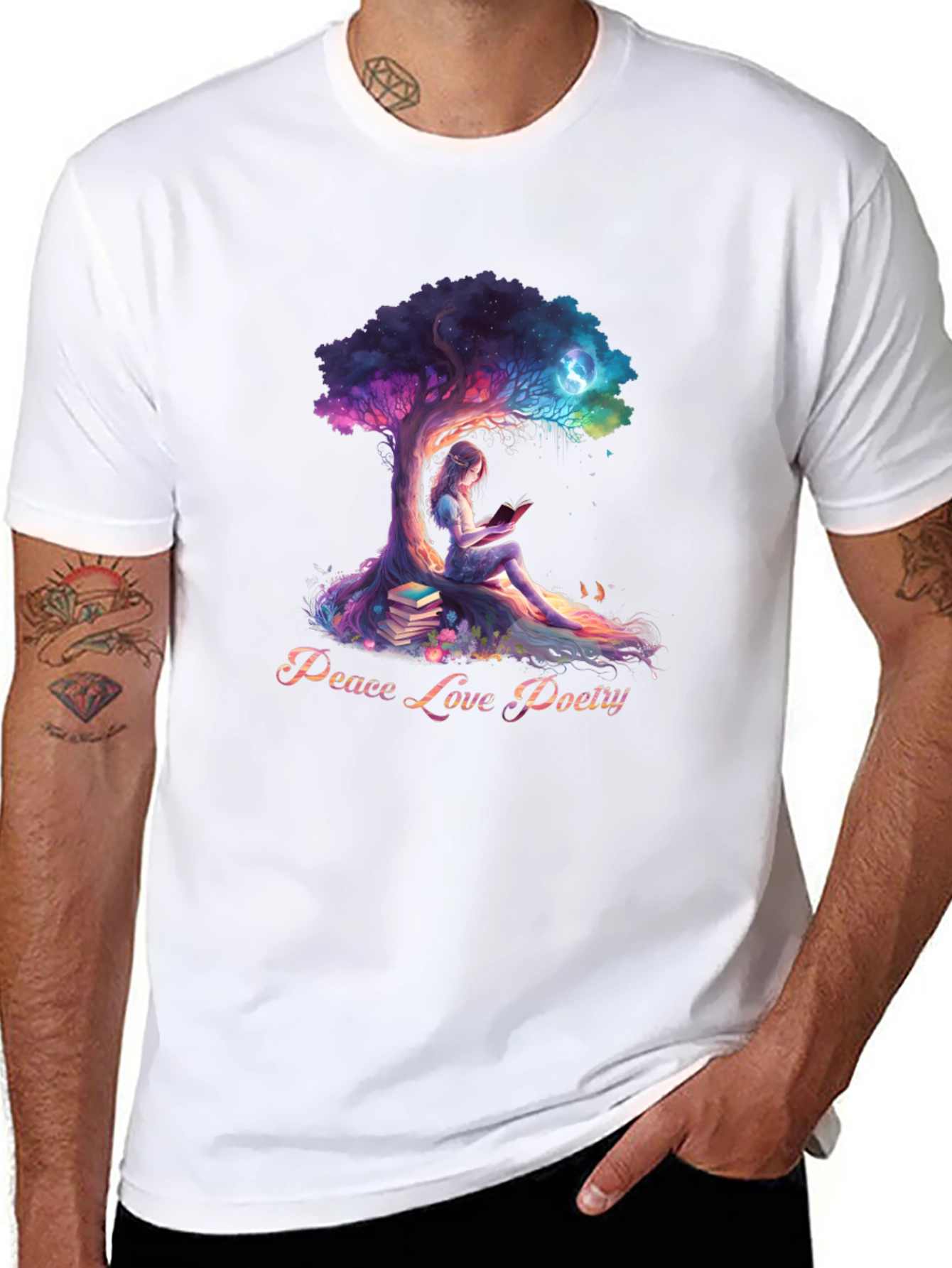 Peace Love Poetry T-Shirt - Artistic Design