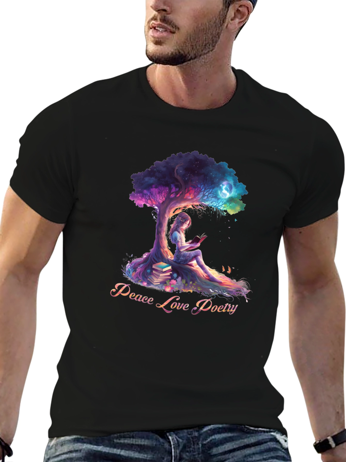 Peace Love Poetry T-Shirt - Artistic Design