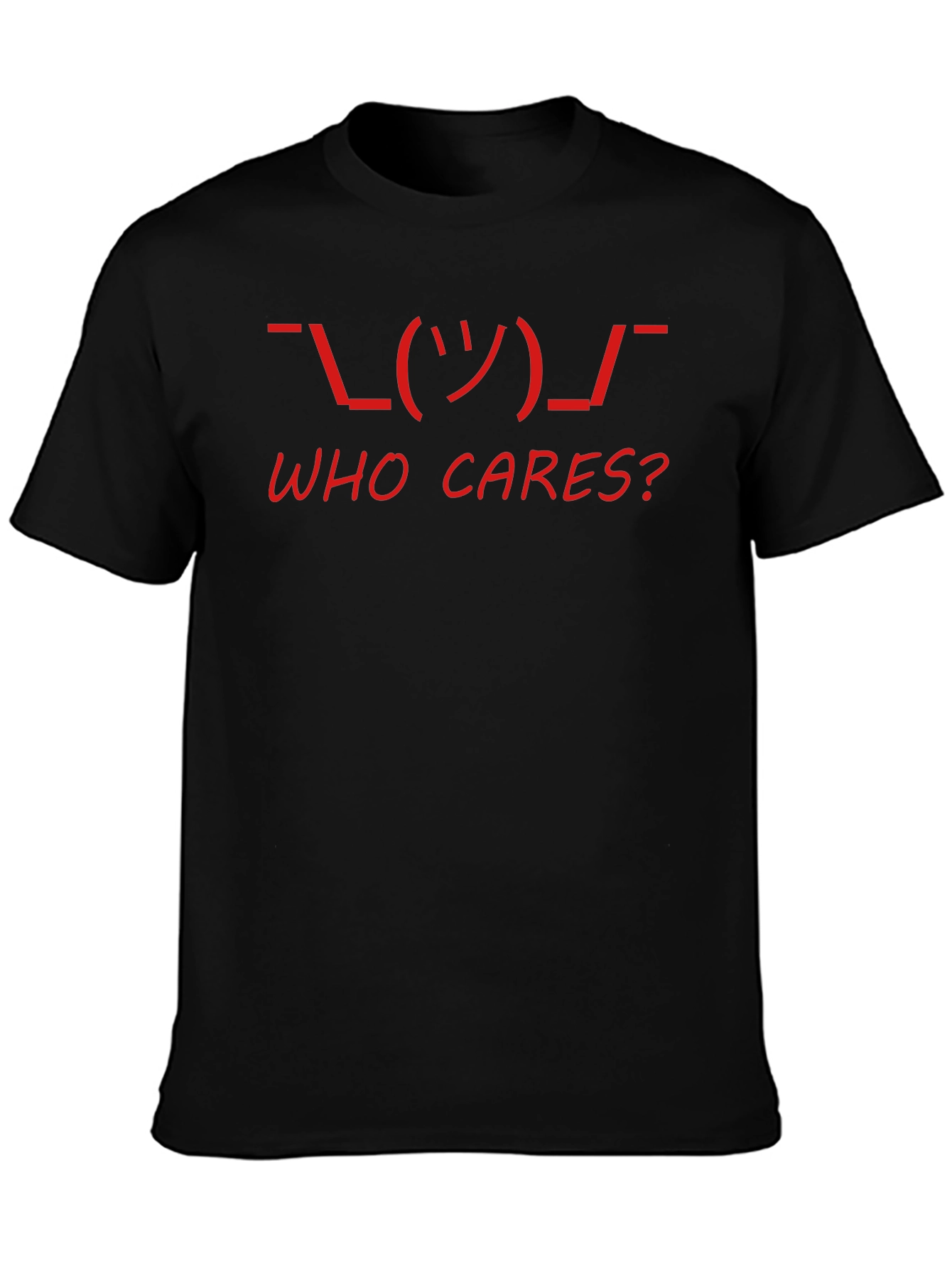 Who Cares? Graphic Tee - Black Crew Neck T-Shirt
