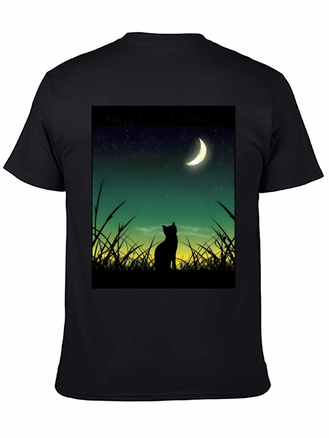 Black Cat Moon Gazing T-Shirt