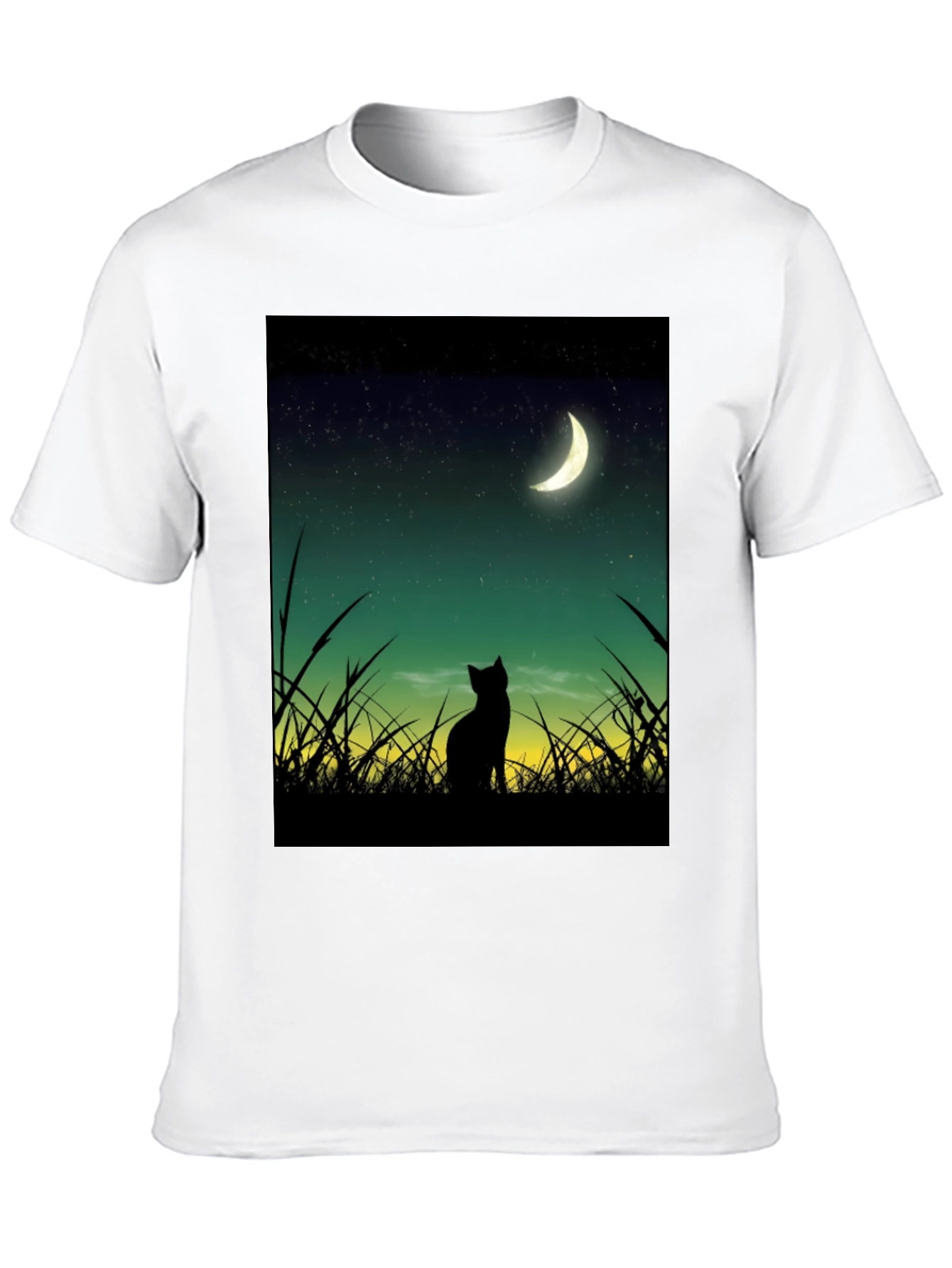 Black Cat Moon Gazing T-Shirt
