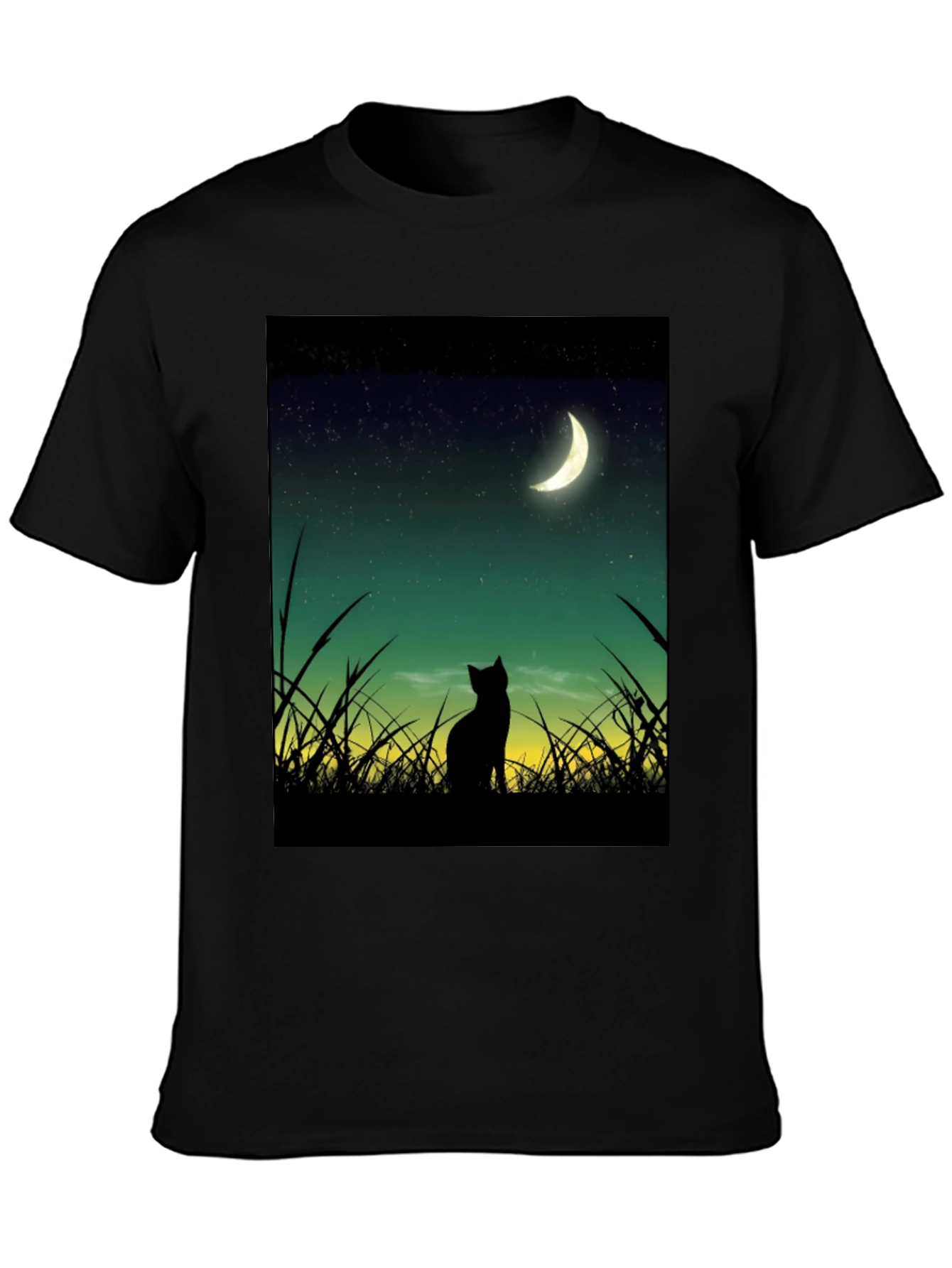 Black Cat Moon Gazing T-Shirt