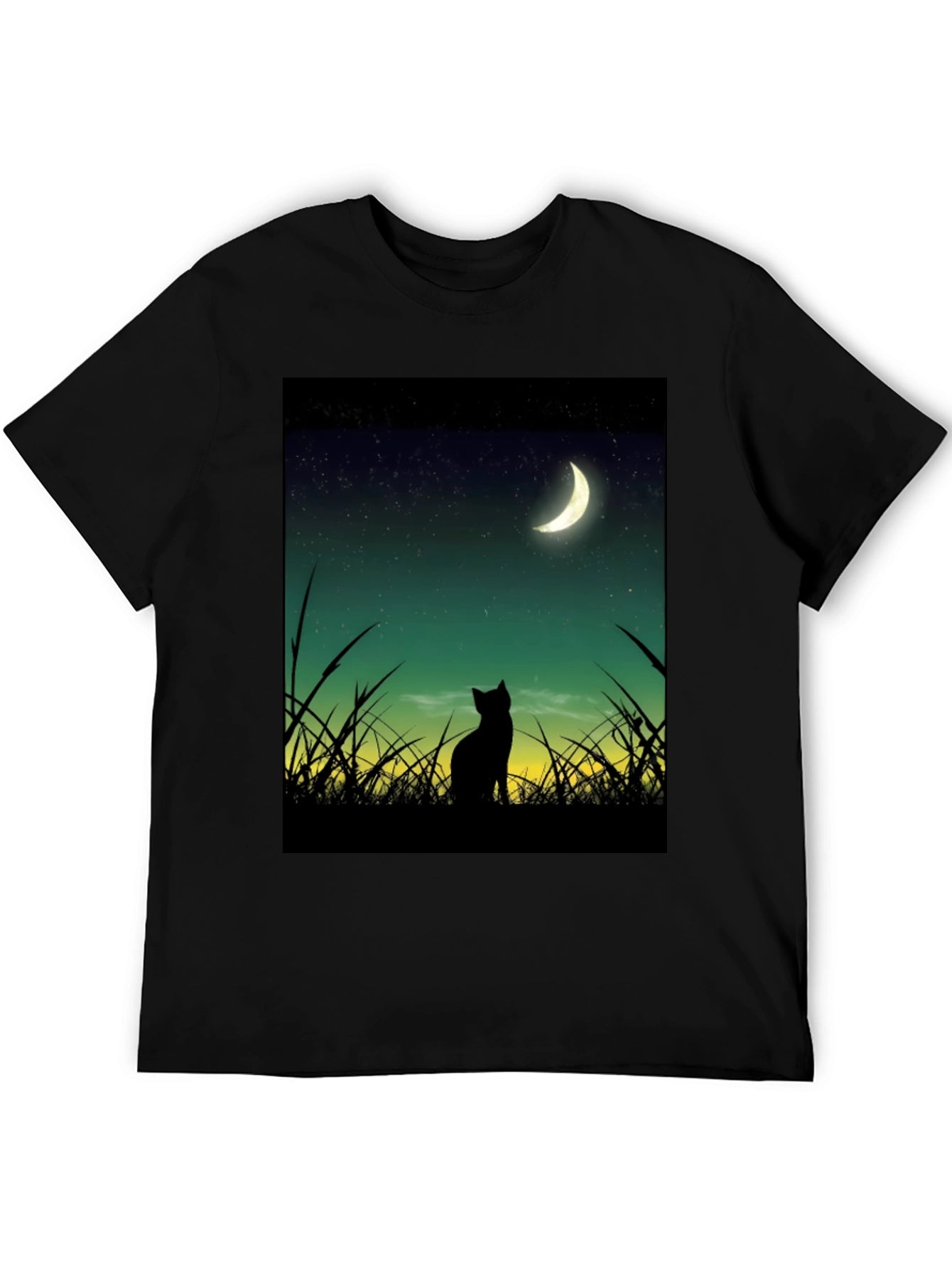Black Cat Moon Gazing T-Shirt