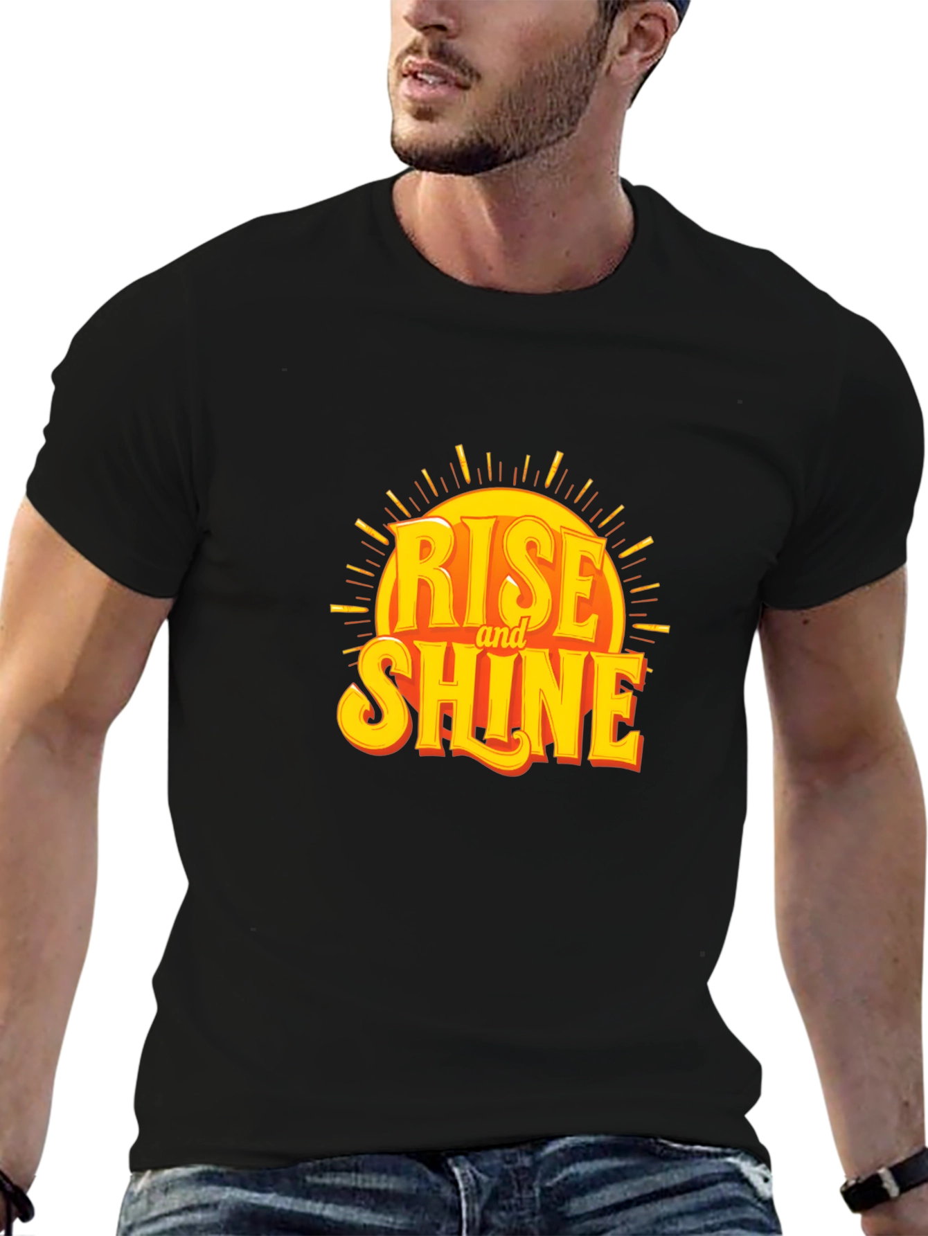 Rise and Shine Graphic Tee - Black Cotton T-Shirt