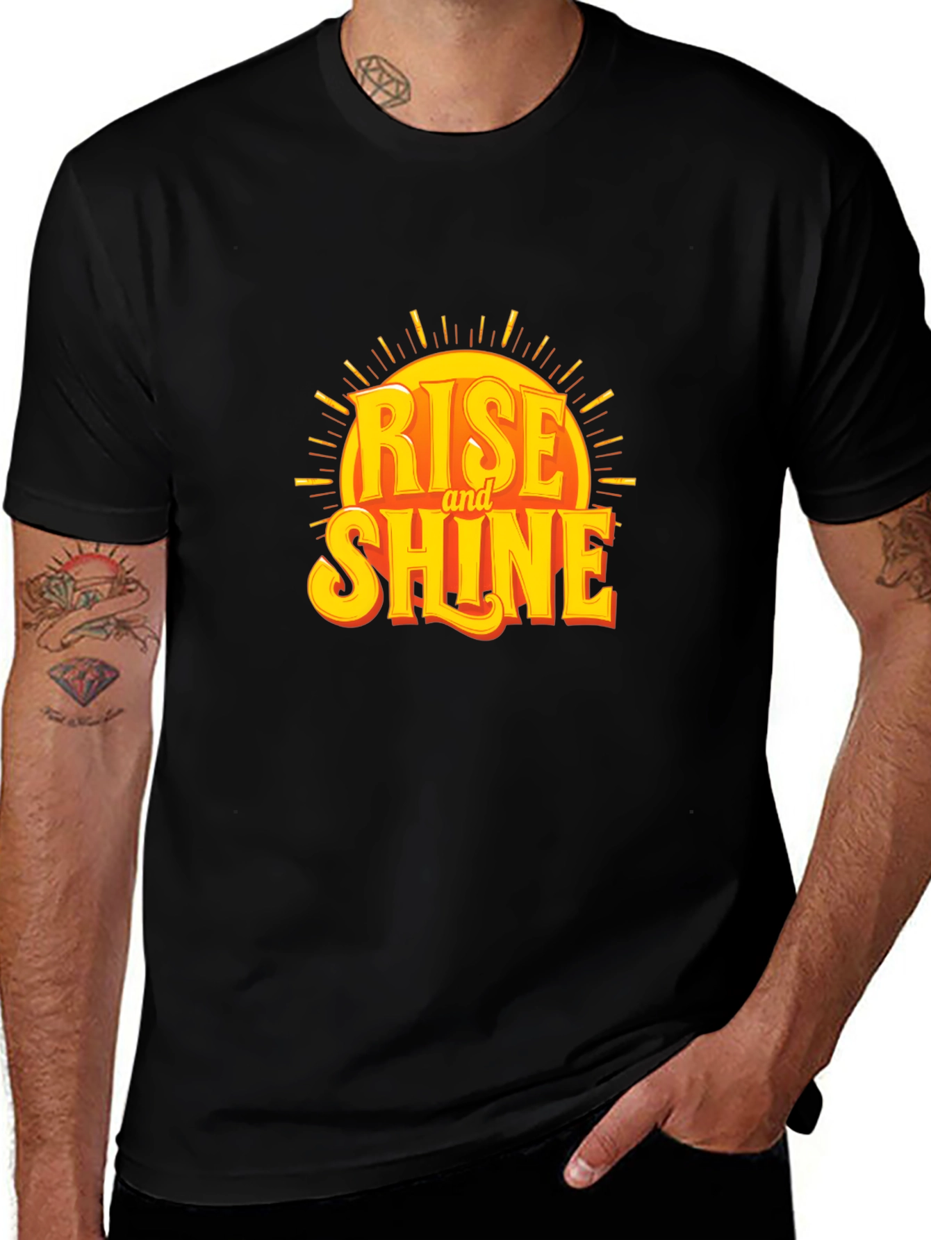 Rise and Shine Graphic Tee - Black Cotton T-Shirt