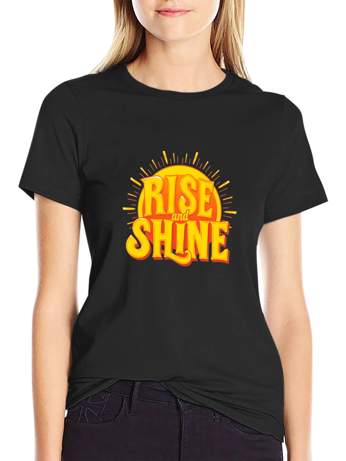 Rise and Shine Graphic Tee - Black Cotton T-Shirt