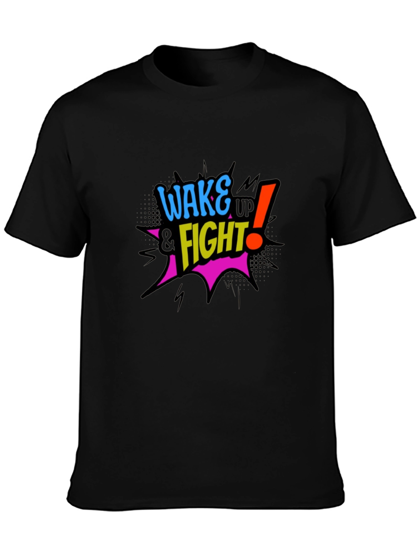 Wake Up & Fight Graphic Black T-Shirt