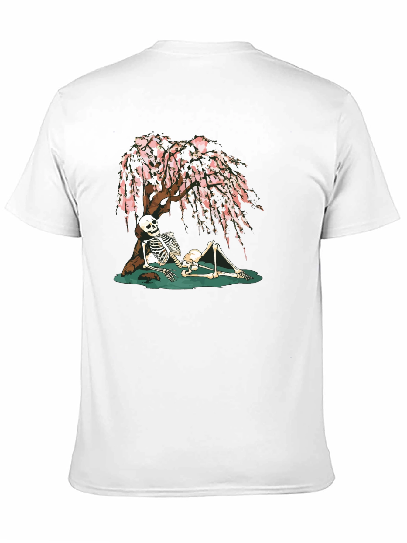 Skeleton Under Cherry Blossom Graphic Tee
