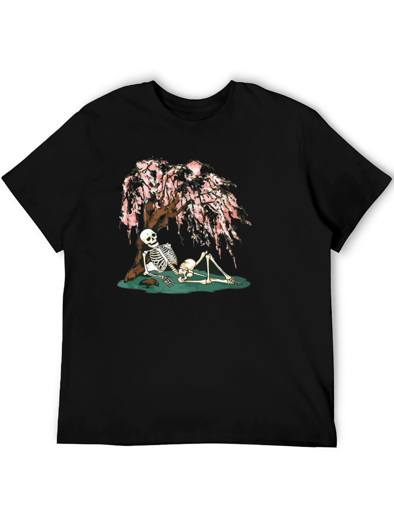 Skeleton Under Cherry Blossom Graphic Tee