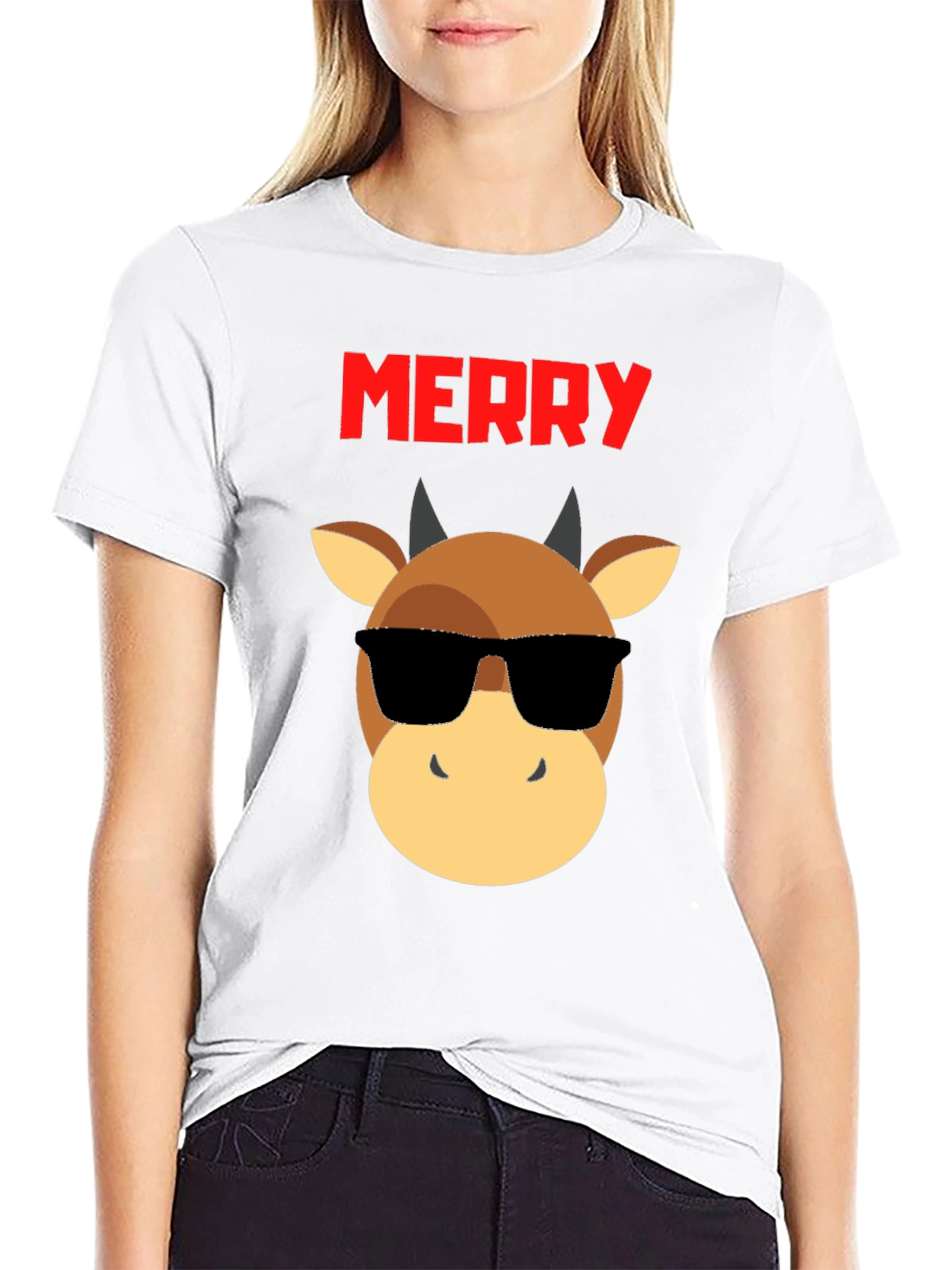 Merry Christmas Bull T-Shirt - Cool Holiday Tee