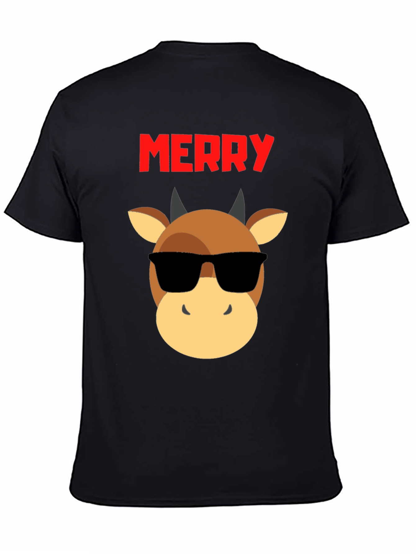 Merry Christmas Bull T-Shirt - Cool Holiday Tee